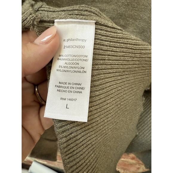 NWT Women’s N:‎ Philanthropy Weylan Cutout Back Sweater Large Olive Distressed - Picture 6 of 7